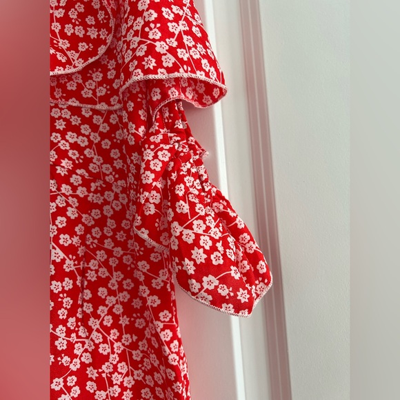 Red Floral Ruffle Dress - Picture 5 of 15
